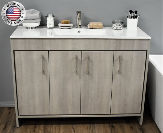 Volpa Villa 48" Modern Bathroom Vanity with Brushed Nickel Round Handles Cabinet Only - Luxe Bathroom Vanities Luxury Bathroom Fixtures Bathroom Furniture