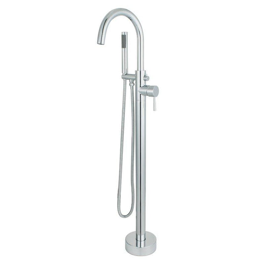 Single-Handle Floor-Mount Freestanding Tub Faucet with Hand Shower - Luxe Bathroom Vanities