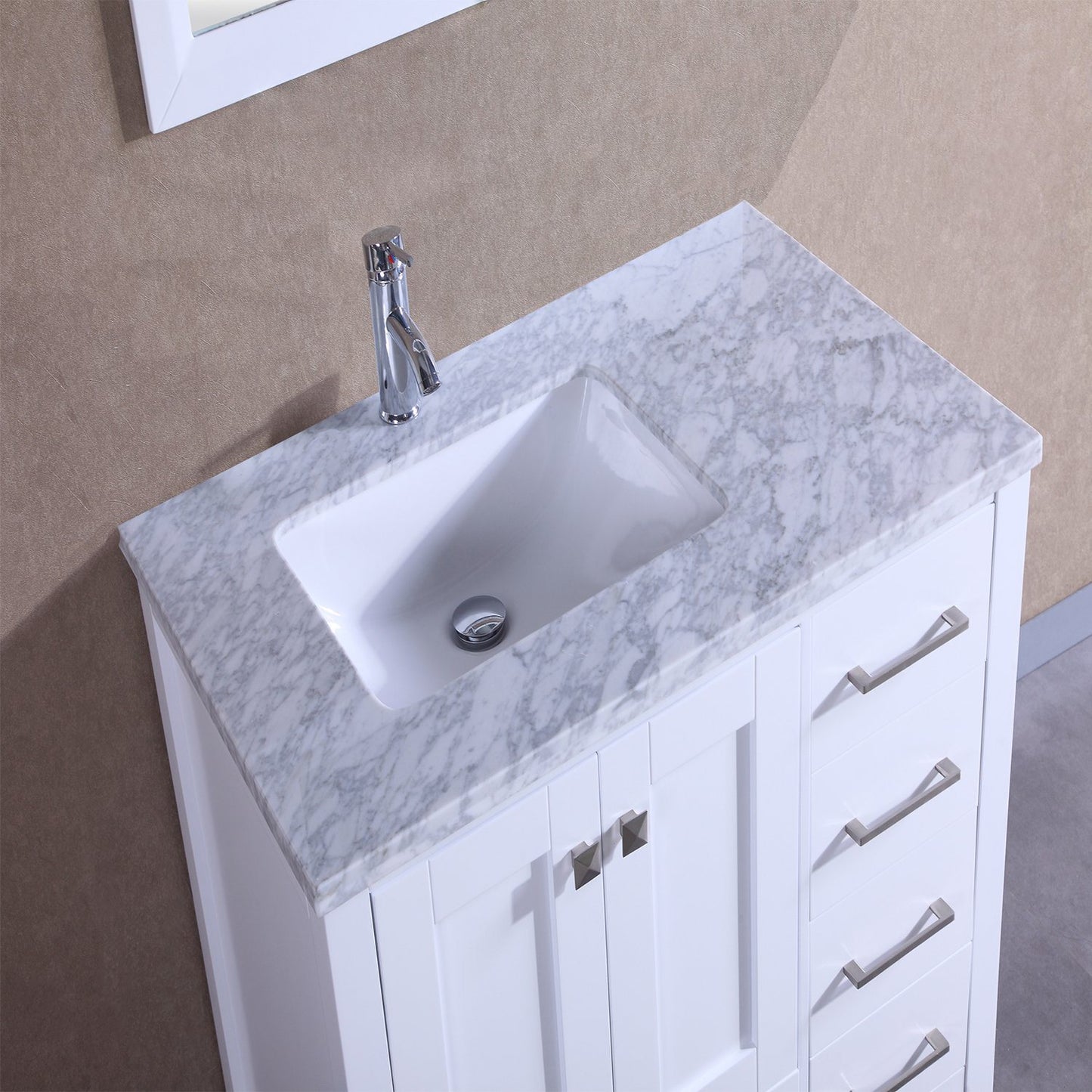 Totti Shaker 36" Transitional Bathroom Vanity with White Carrera Countertop - Luxe Bathroom Vanities Luxury Bathroom Fixtures Bathroom Furniture