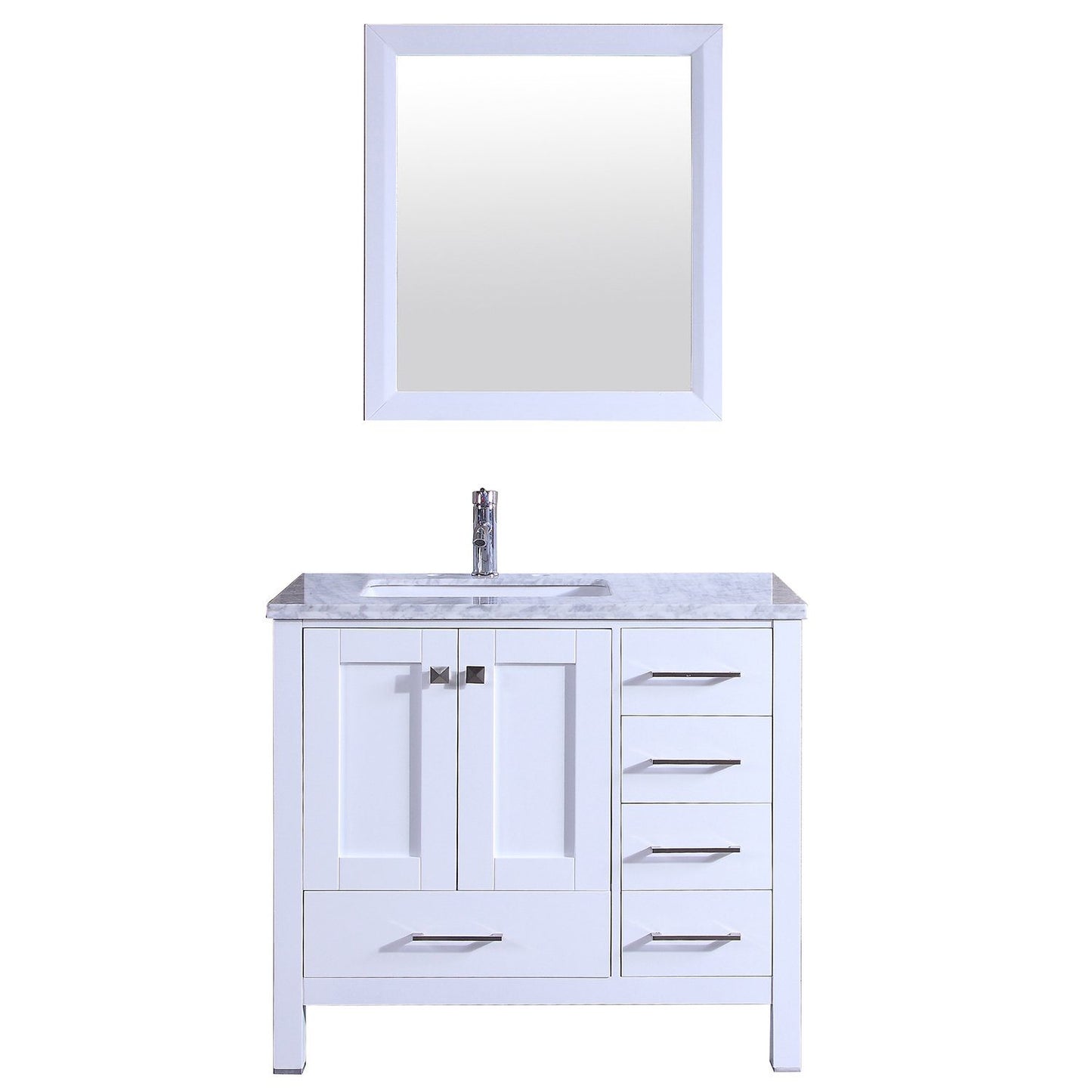 Totti Shaker 36" Transitional Bathroom Vanity with White Carrera Countertop - Luxe Bathroom Vanities Luxury Bathroom Fixtures Bathroom Furniture