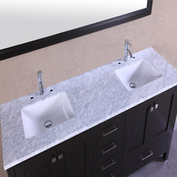 Totti Shaker 60" Transitional Bathroom Vanity with White Carrera Countertop - Luxe Bathroom Vanities Luxury Bathroom Fixtures Bathroom Furniture