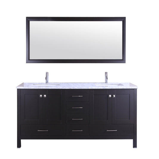 Totti Shaker 60" Transitional Bathroom Vanity with White Carrera Countertop - Luxe Bathroom Vanities Luxury Bathroom Fixtures Bathroom Furniture