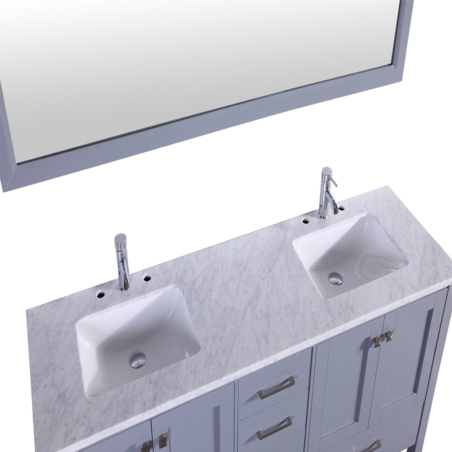 Totti Shaker 60" Transitional Bathroom Vanity with White Carrera Countertop - Luxe Bathroom Vanities Luxury Bathroom Fixtures Bathroom Furniture