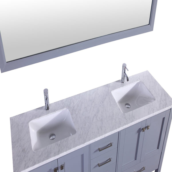 Totti Shaker 72"  Transitional Bathroom Vanity with White Carrera Countertop - Luxe Bathroom Vanities Luxury Bathroom Fixtures Bathroom Furniture