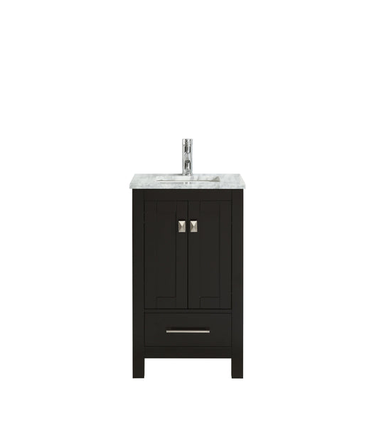 Eviva London 20" Transitional Espresso bathroom vanity with white Carrara marble countertop - Luxe Bathroom Vanities Luxury Bathroom Fixtures Bathroom Furniture