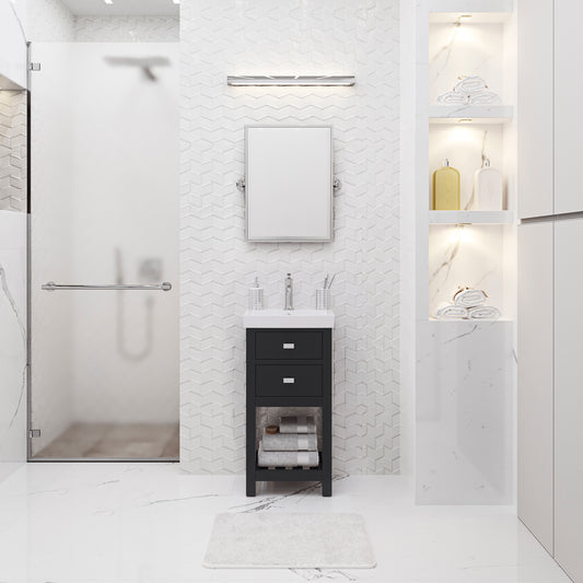 Water Creation VERA 18" Inch MDF Single Bowl Ceramics Top Vanity With U Shape Drawer - Luxe Bathroom Vanities