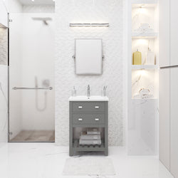 Water Creation VIOLA 24" Inch Single Bowl Ceramics Top Vanity With U Shape Drawer - Luxe Bathroom Vanities