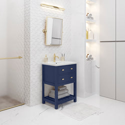 Water Creation VIOLA 24" Inch Single Bowl Ceramics Top Vanity With U Shape Drawer - Luxe Bathroom Vanities
