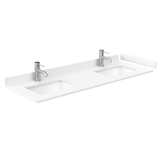 Wyndham Collection Daria 60 Inch Double Bathroom Vanity in White, White Cultured Marble Countertop, Undermount Square Sinks, No Mirror - Luxe Bathroom Vanities