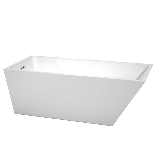 67 inch Freestanding Bathtub in White with Drain and Overflow Trim - Luxe Bathroom Vanities Luxury Bathroom Fixtures Bathroom Furniture