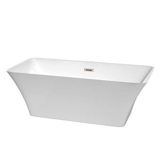 67 inch Freestanding Bathtub in White with Drain and Overflow Trim - Luxe Bathroom Vanities Luxury Bathroom Fixtures Bathroom Furniture