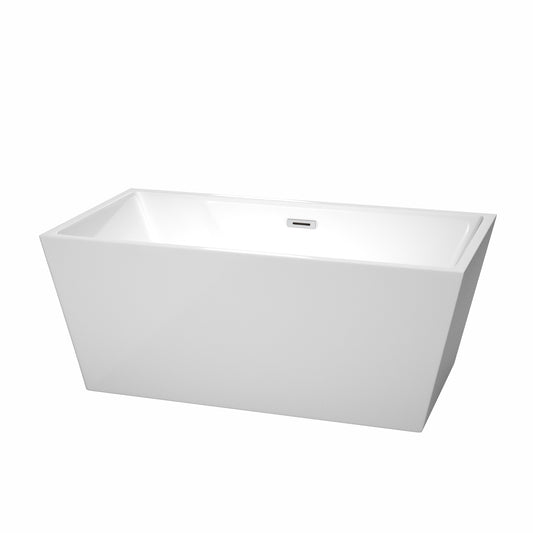 59 inch Freestanding Bathtub in White with Drain and Overflow Trim - Luxe Bathroom Vanities Luxury Bathroom Fixtures Bathroom Furniture