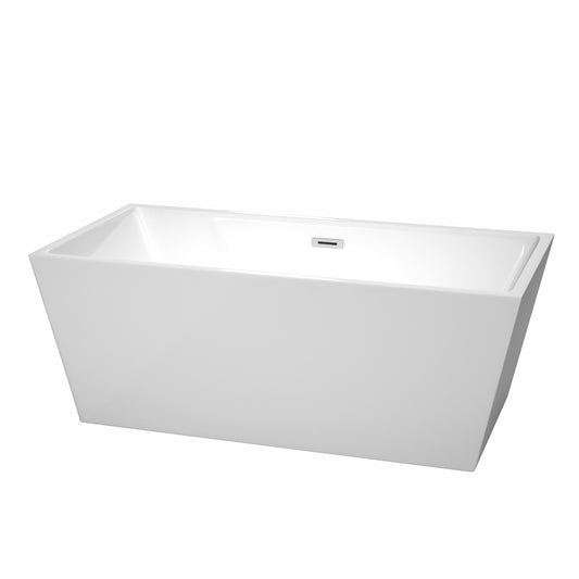 63 inch Freestanding Bathtub in White with Drain and Overflow Trim - Luxe Bathroom Vanities Luxury Bathroom Fixtures Bathroom Furniture