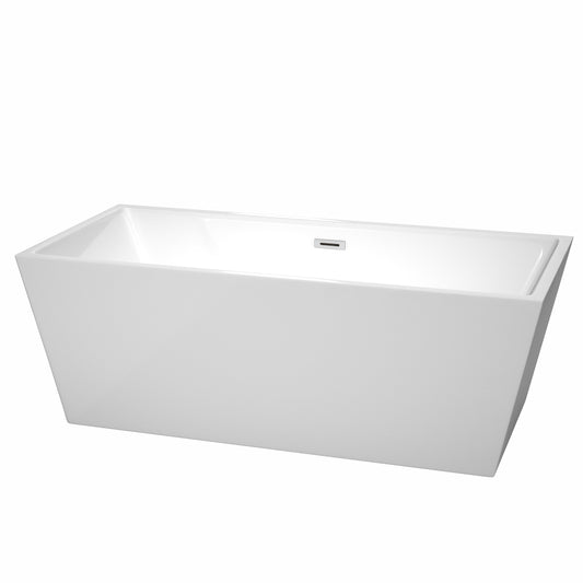 67 inch Freestanding Bathtub in White with Polished Chrome Drain and Overflow Trim - Luxe Bathroom Vanities Luxury Bathroom Fixtures Bathroom Furniture