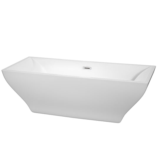 71 inch Freestanding Bathtub in White with Drain and Overflow Trim - Luxe Bathroom Vanities Luxury Bathroom Fixtures Bathroom Furniture