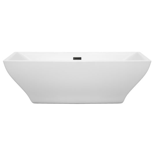 Wyndham Collection Maryam 71 Inch Freestanding Bathtub in White with Drain and Overflow Trim - Luxe Bathroom Vanities
