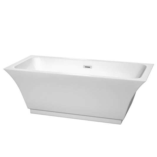 67 inch Freestanding Bathtub in White with Drain and Overflow Trim - Luxe Bathroom Vanities Luxury Bathroom Fixtures Bathroom Furniture