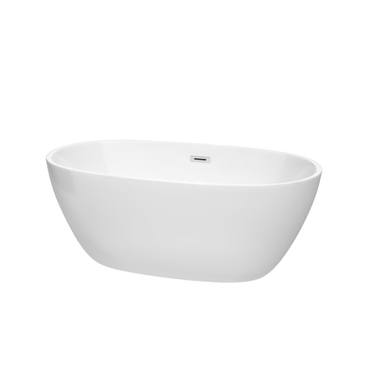 59 inch Freestanding Bathtub in White with Drain and Overflow Trim - Luxe Bathroom Vanities Luxury Bathroom Fixtures Bathroom Furniture