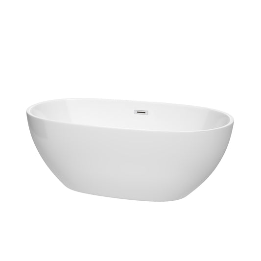 63 inch Freestanding Bathtub in White with Drain and Overflow Trim - Luxe Bathroom Vanities Luxury Bathroom Fixtures Bathroom Furniture