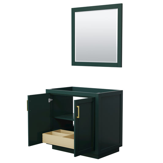 Wyndham Miranda 36 Inch Single Bathroom Vanity in Green with Trim - Luxe Bathroom Vanities