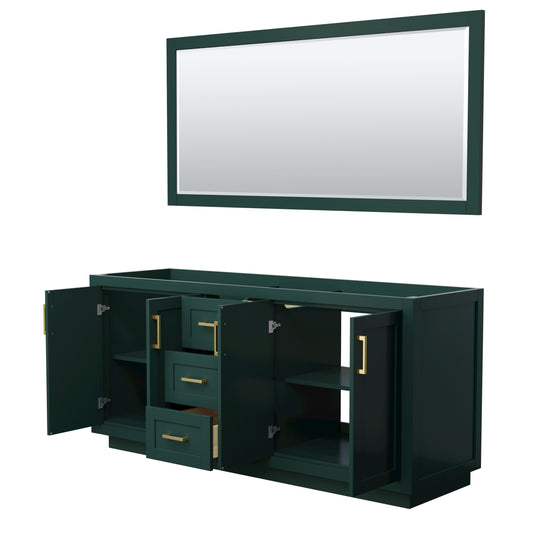 Wyndham Miranda 72 Inch Double Bathroom Vanity in Green with Trim - Luxe Bathroom Vanities