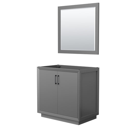 Wyndham Strada 36 Inch Single Bathroom Vanity with 34 Inch Mirror No Counter Top No Sink - Luxe Bathroom Vanities