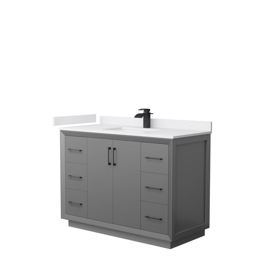 Wyndham Strada 48 Inch Single Bathroom White Cultured Marble Countertop Undermount Square Sink - Luxe Bathroom Vanities