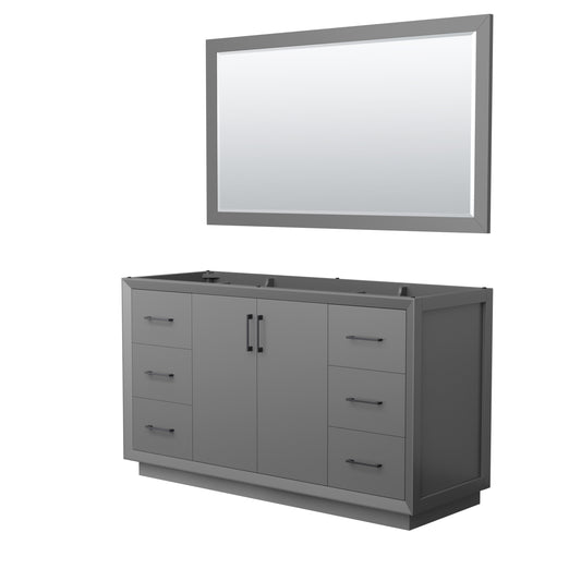 Wyndham Strada 60 Inch Single Bathroom Vanity with 58 Inch Mirror No Counter Top No Sink - Luxe Bathroom Vanities