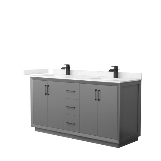 Wyndham Strada 66 Inch Double Bathroom Vanity Cultured Marble Countertop Undermount Square Sink - Luxe Bathroom Vanities
