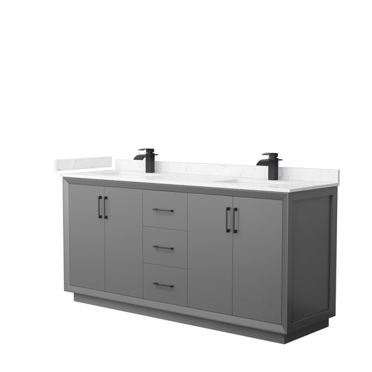 Wyndham Strada 72 Inch Double Bathroom Vanity Cultured Marble Countertop Undermount Square Sink - Luxe Bathroom Vanities
