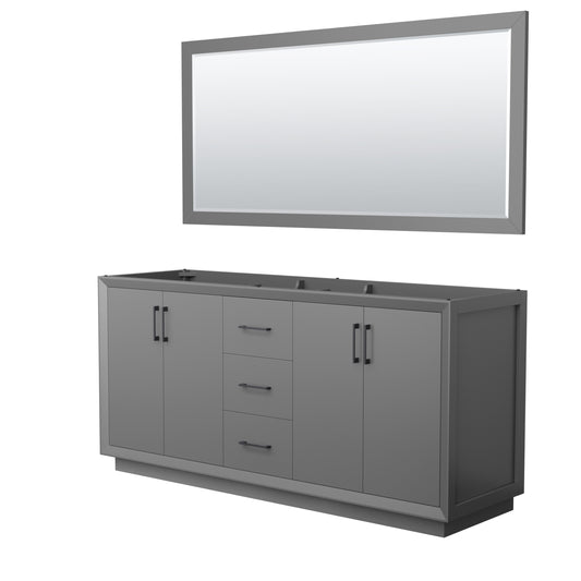 Wyndham Strada 72 Inch Double Bathroom Vanity with 70 Inch Mirror No Counter Top No Sink - Luxe Bathroom Vanities