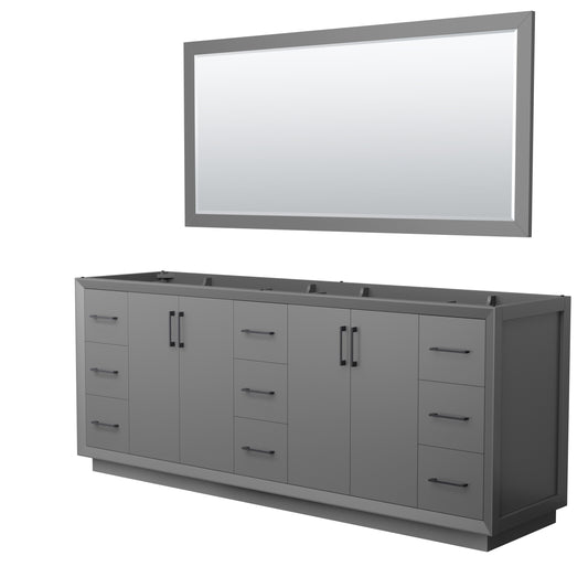 Wyndham Strada 84 Inch Double Bathroom Vanity with 70 Inch Mirror No Counter Top No Sink - Luxe Bathroom Vanities