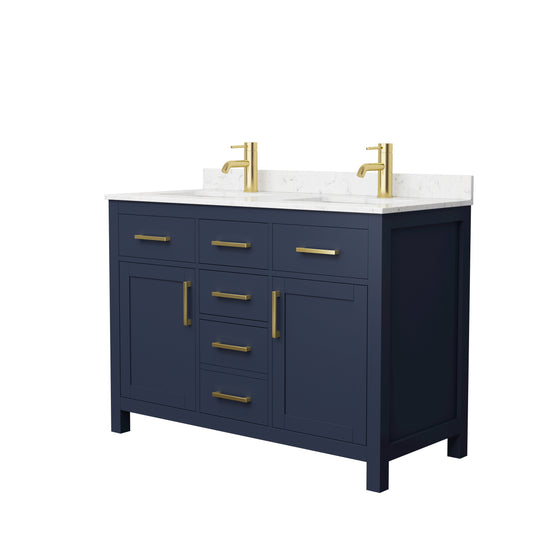 Wyndham Beckett 48 Inch Double Bathroom Vanity Undermount Square Sinks - Luxe Bathroom Vanities