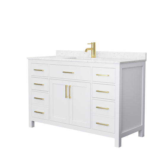 Wyndham Beckett 54 Inch White Single Bathroom Vanity - Luxe Bathroom Vanities