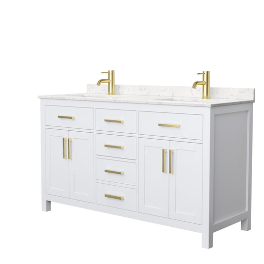 Wyndham Beckett 60 Inch White Double Bathroom Vanity - Luxe Bathroom Vanities