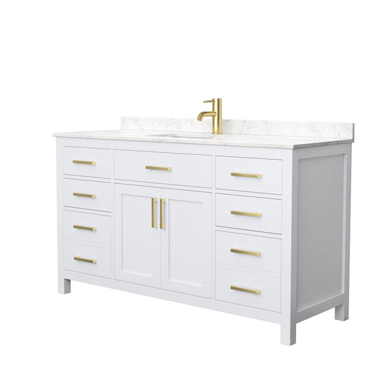 Wyndham Beckett 60 Inch White Single Bathroom Vanity - Luxe Bathroom Vanities