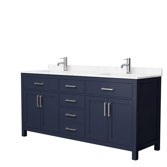 Wyndham Beckett 72 Inch Double Bathroom Vanity in Undermount Square Sinks - Luxe Bathroom Vanities