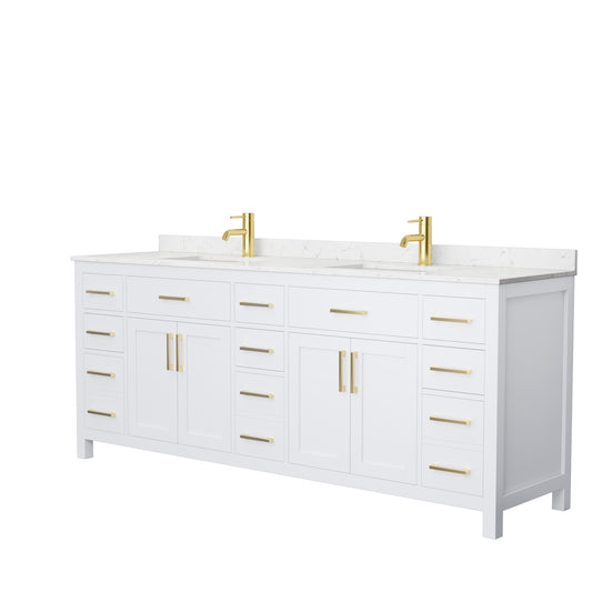 Wyndham Beckett 84 Inch White Double Bathroom Vanity - Luxe Bathroom Vanities