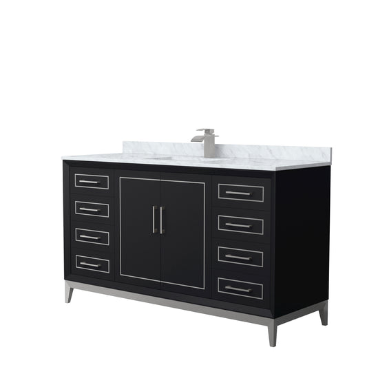 Wyndham Marlena 60 Inch Single Bathroom Vanity with White Carrara Marble Countertop and Sink - Luxe Bathroom Vanities
