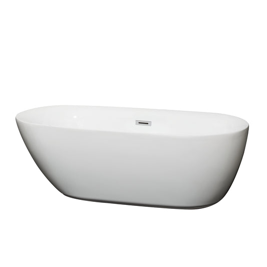 65 inch Freestanding Bathtub in White with Drain and Overflow Trim - Luxe Bathroom Vanities Luxury Bathroom Fixtures Bathroom Furniture
