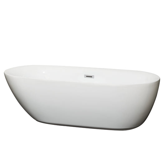 71 inch Freestanding Bathtub in White with Drain and Overflow Trim - Luxe Bathroom Vanities Luxury Bathroom Fixtures Bathroom Furniture