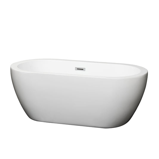 60 inch Freestanding Bathtub in White with Drain and Overflow Trim - Luxe Bathroom Vanities Luxury Bathroom Fixtures Bathroom Furniture
