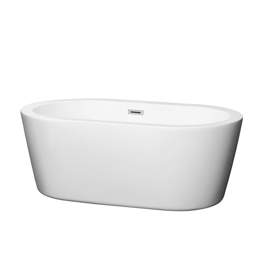 60 inch Freestanding Bathtub in White with Drain and Overflow Trim - Luxe Bathroom Vanities Luxury Bathroom Fixtures Bathroom Furniture