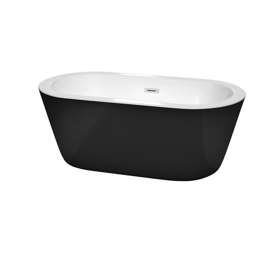 60 inch Freestanding Bathtub in Black with White Interior with Drain and Overflow Trim - Luxe Bathroom Vanities Luxury Bathroom Fixtures Bathroom Furniture