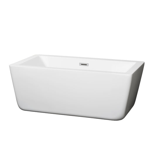 59 inch Freestanding Bathtub in White with Drain and Overflow Trim - Luxe Bathroom Vanities Luxury Bathroom Fixtures Bathroom Furniture