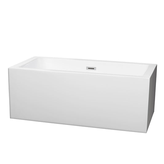 60 inch Freestanding Bathtub in White with Drain and Overflow Trim - Luxe Bathroom Vanities Luxury Bathroom Fixtures Bathroom Furniture