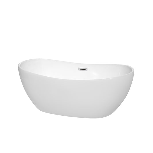 60 inch Freestanding Bathtub in White with Drain and Overflow Trim - Luxe Bathroom Vanities Luxury Bathroom Fixtures Bathroom Furniture