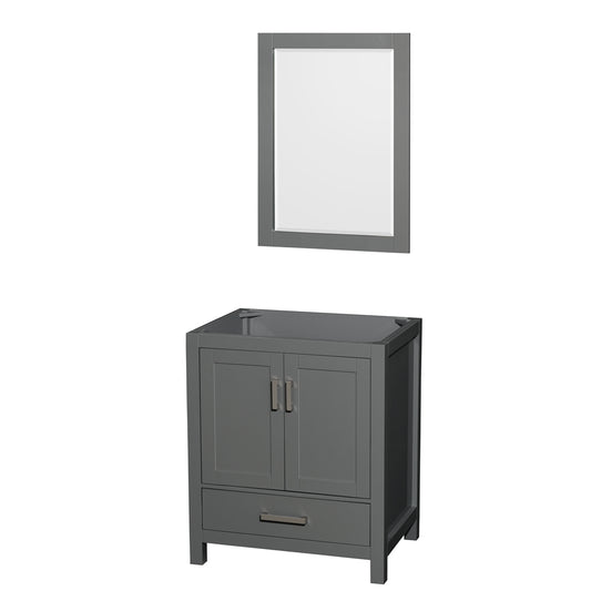 30 inch Single Bathroom Vanity in Dark Gray, No Countertop, No Sink, and 24 inch Mirror - Luxe Bathroom Vanities Luxury Bathroom Fixtures Bathroom Furniture
