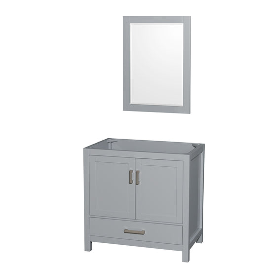 36 inch Single Bathroom Vanity in Gray, No Countertop, No Sink, and 24 inch Mirror - Luxe Bathroom Vanities Luxury Bathroom Fixtures Bathroom Furniture