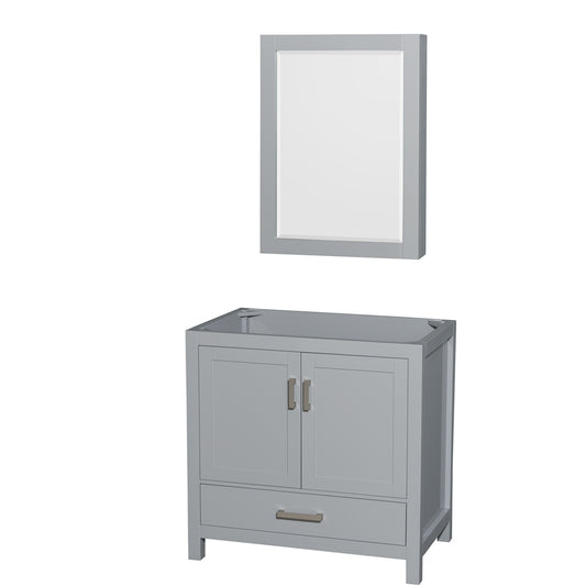 36 inch Single Bathroom Vanity in Gray, No Countertop, No Sink, and Medicine Cabinet - Luxe Bathroom Vanities Luxury Bathroom Fixtures Bathroom Furniture